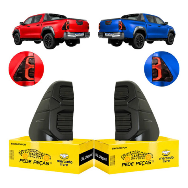 Par Lanterna Sinaleira Toyota Hilux 2021 A 2026 Preta C/led Ambos Lados