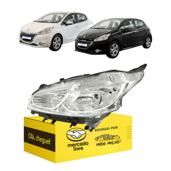 Farol Peugeot 208 2013 2014 2015 2016 2017 Cromado Novo Le Esquerdo