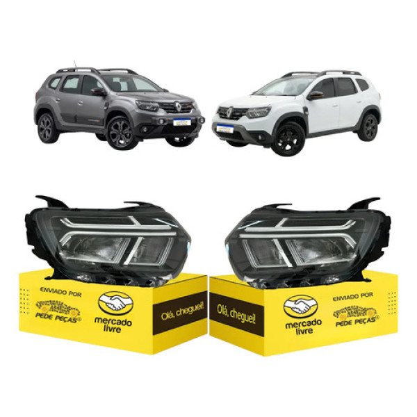 Par Farol Sinaleira Dianteiro Duster 2024 2025 2026 Full Led Ambos Lados
