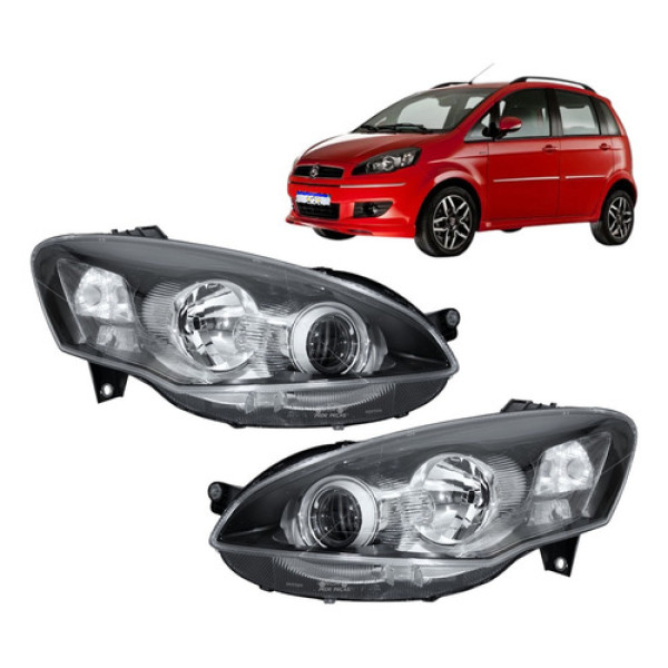 Par Farol Fiat Idea 2010 2011 2012 2013 A 2016 Mascara Negra Ambos Lados