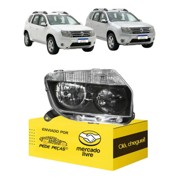 Farol Renault Duster 2012 2013 2014 2015 Mascara Negra L.d Direito