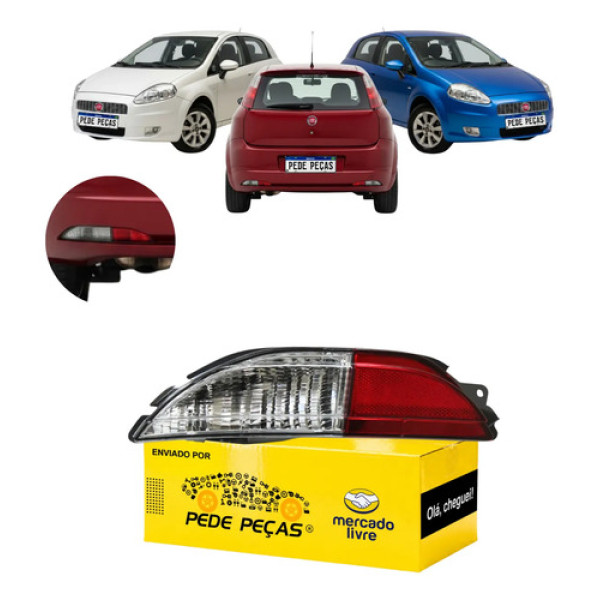 Refletor Lanterna Fiat Punto 2008 2009 2010 2011 2012 Le Vermelho Cristal