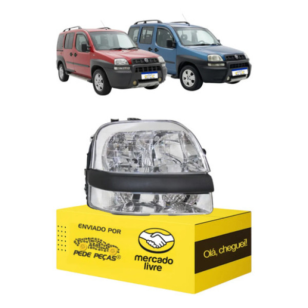 Farol Fiat Doblo Com Auxiliar 2002 2003 2004 2005 A 2009 Ld Direito/passageiro