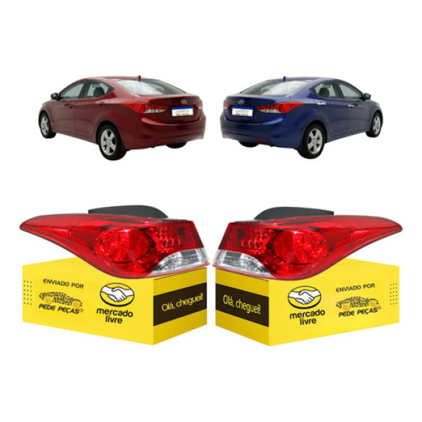 Par Lanterna Elantra 2012 2013 2014 2015 Nova Ambos Lados Vermelho