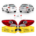Par Lanterna Traseira Peugeot 207 Hatch 2008 09 10 11 A 2015 Ambos Lados Vermelho/cristal Com Grade Cromada