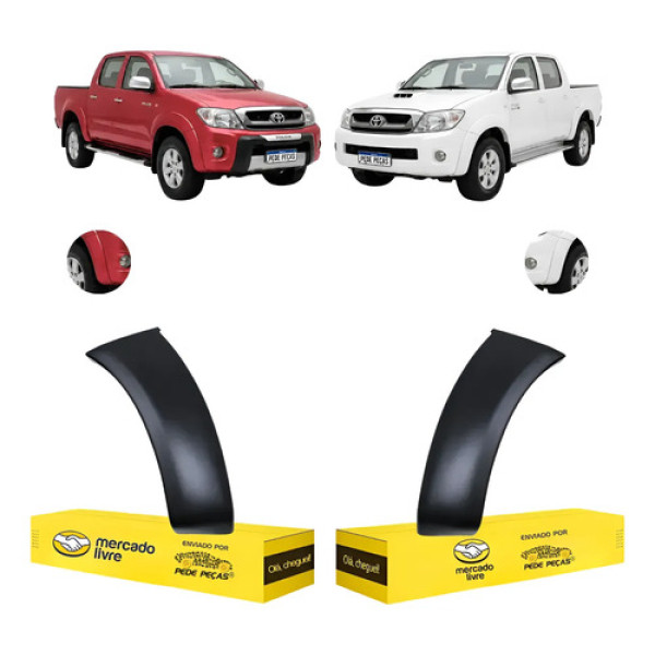 Par Moldura Parachoque Toyota Hilux 2006 07 08 09 10 2011 Preto Liso Para Pintura
