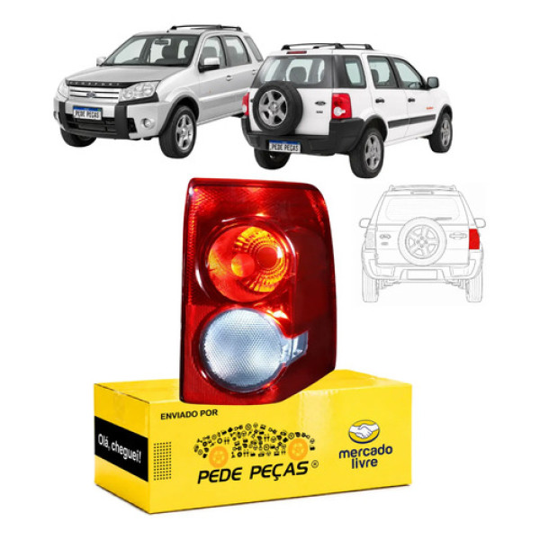 Lanterna Sinaleira Ford Ecosport 2008 A 2012 Freestyle Ld Direito/passageiro Vermelho