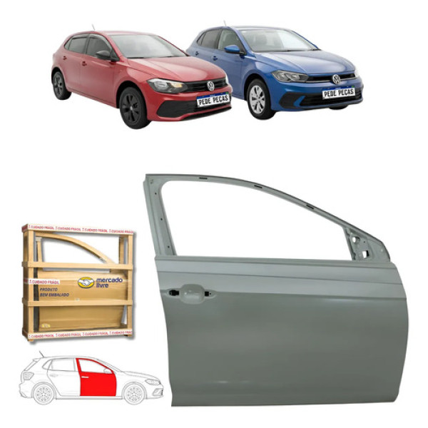 Porta Dianteira Vw Polo Track 2017 18 19 20 21 22 A 2026 Ld Dianteira Direito Cinza Para Pintura