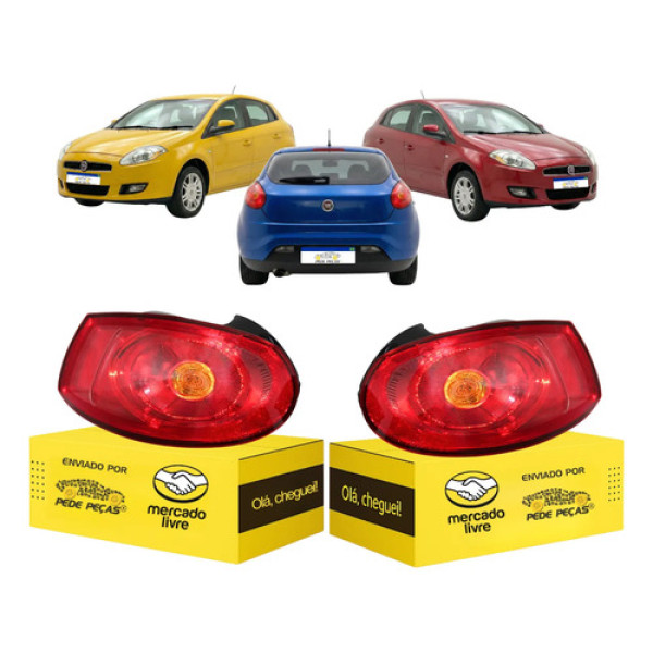 Par Lanterna Sinaleira Fiat Bravo 2011 2012 2013 2014 Nova Ambos Lados Vermelho