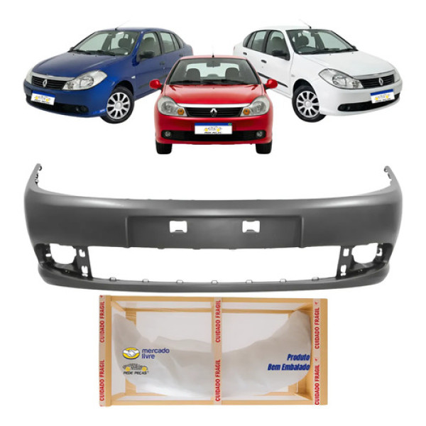 Parachoque Renault Symbol 2010 2011 2012 2013 Preto Liso Para Pintura