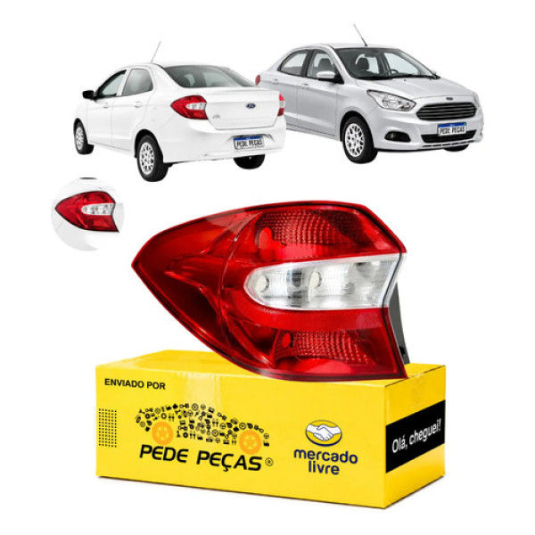 Lanterna Traseira Ford Ka Sedan 2015 2016 2017 18 Cristal Le Esquerdo Vermelho