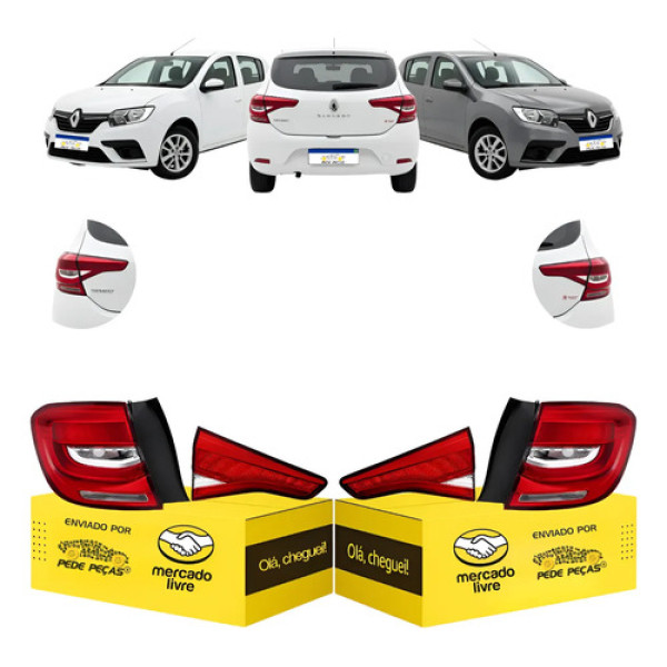 Jogo Lanternas Canto Tampa Sandero 2020 21 2022 C/led Novas Ambos Lados Cristal