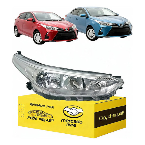 Farol Ld Toyota Yaris 2018 A 2025 Foco Duplo Elétrico S/led Direito/passageiro