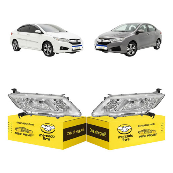 Par Farol Honda City 2015 2016 2017 Ambos Lados