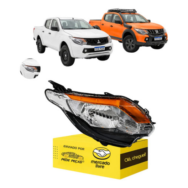 Farol Mitsubishi L200 Triton 2017 2018 19 20 21 22 23 24 Ld Direito/passageiro
