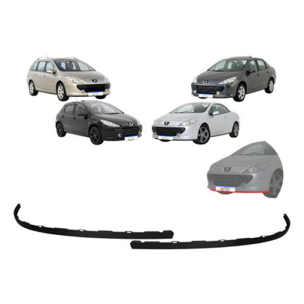 Saia Spoiler Bigode Inferior Peugeot 307 2007 A 2012 Novo Preto