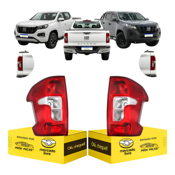 Par Lanterna Sinaleira Fiat Titano 2025 2026 Sem Led Ambos Lados Vermelho