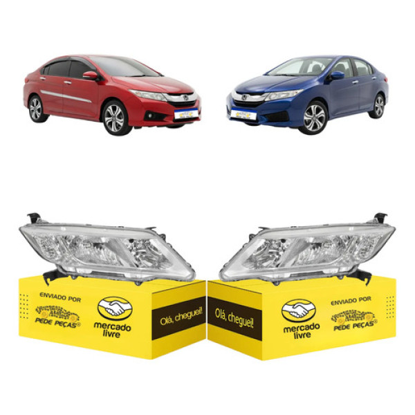 Par Farol Honda City 2015 2016 2017 Cromado Novo Direito