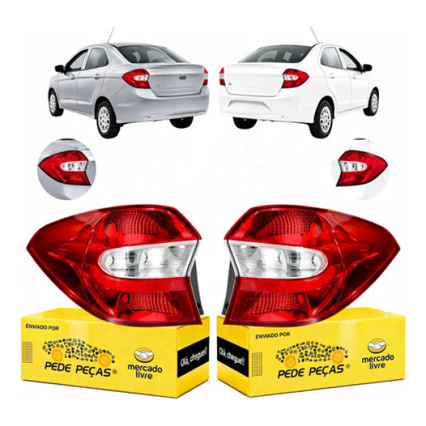 Par Sinaleira Traseira Ford Ka+ Sedan 2015 2016 A 2018 S Se Ambos Lados Vermelho