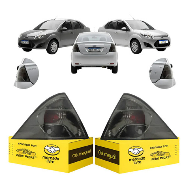 Par Lanternas Ford Fiesta Sedan 2011 12 13 2014 Fume Novas Ambos Lados Fumê