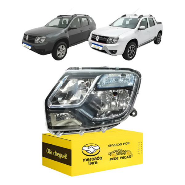 Farol Renault Duster Oroch 2016 17 18 19 2020 Cupula Azul
