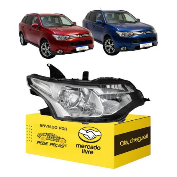 Farol Mitsubishi Outlander 2014 2015 Manual Ld Sem Projetor Direito/passageiro Passageiro