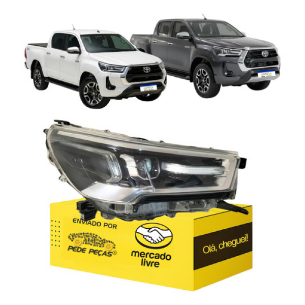 Farol Toyota Hilux 2021 A 2025 Full Led Moldura Cromada Novo