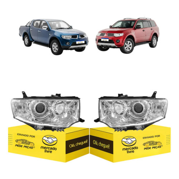 Par Farol Mitsubishi L200 Triton Hpe 2013 2014 A 2017 Novo Ambos Lados