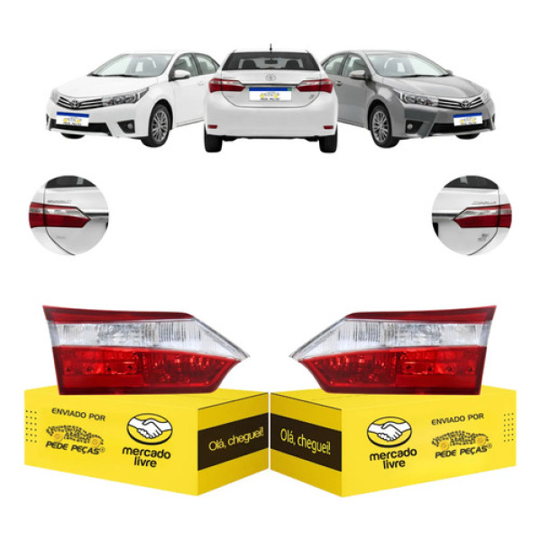 Par Lanterna Sinaleira Tampa Corolla Xei 2015 16 2017 C/led Ambos Lados Cristal