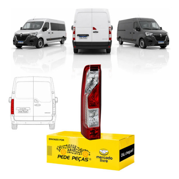 Lanterna Traseira Renault Master 2013 14 15 16 17 A 2026 Le Esquerdo/motorista Vermelho Cristal