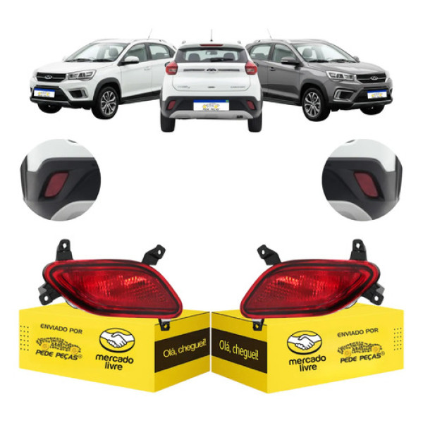 Par Refletor Parachoque Chery Tiggo 2 2018 A 2022 C/função Vermelho