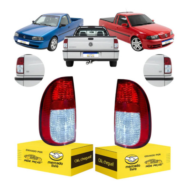 Par Lanterna Sinaleira Saveiro 1998 99 2000 01 02 03 04 2005 Ambos Lados Vermelho Cristal