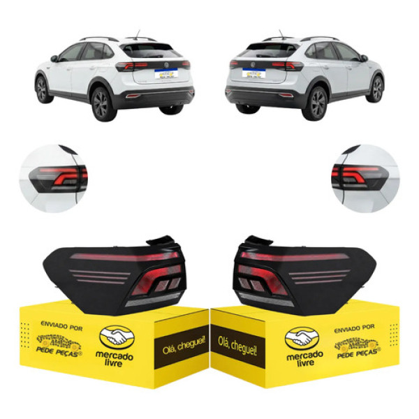 Par Lanterna Vw Nivus 2020 21 22 23 24 25 2026 C/led Nova Ambos Lados Fumê
