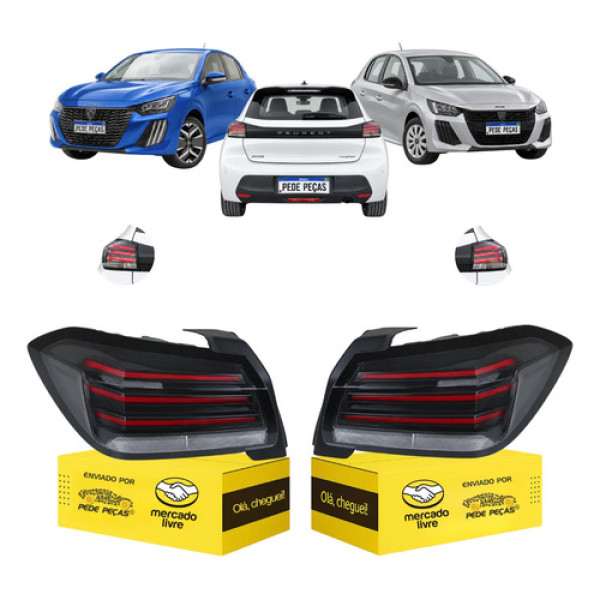 Par Lanterna Traseira Peugeot 208 2025 2026 2027 C/led Ambos Lados