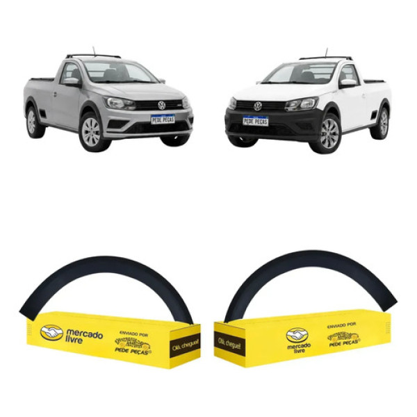 Moldura Paralama Saveiro G7 G8 Robust 2017 A 2024 Par Preto