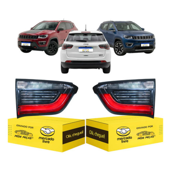 Par Sinaleira Tampa Jeep Compass 2017 18 19 20 2021 C/led Ambos Lados Preto/vermelho/cristal