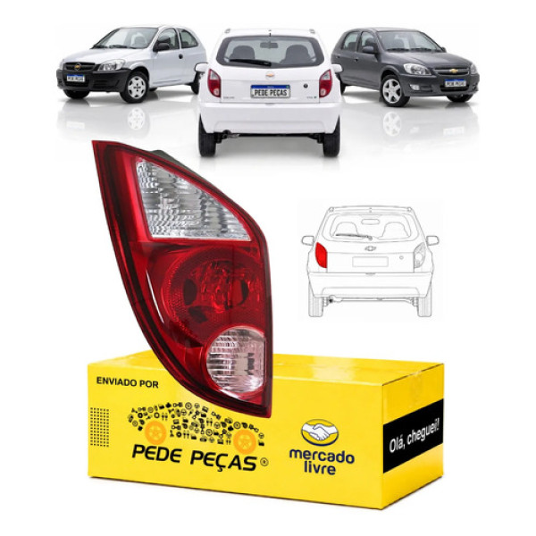 Sinaleira Traseira Gm Celta Ré Rosa 2007 2008 A 2015 Le Esquerdo/motorista Vermelho