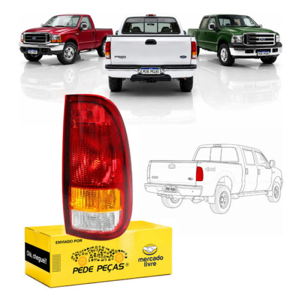 Sinaleira Traseira Ford F250 1999 2000 01 02 03 04 A 2011 Ld Direito/passageiro Vermelho/cristal/âmbar