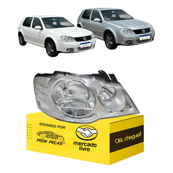 Farol Direito Golf 2008 2009 2010 2011 2012 2013 Cromado Ld Direito/passageiro
