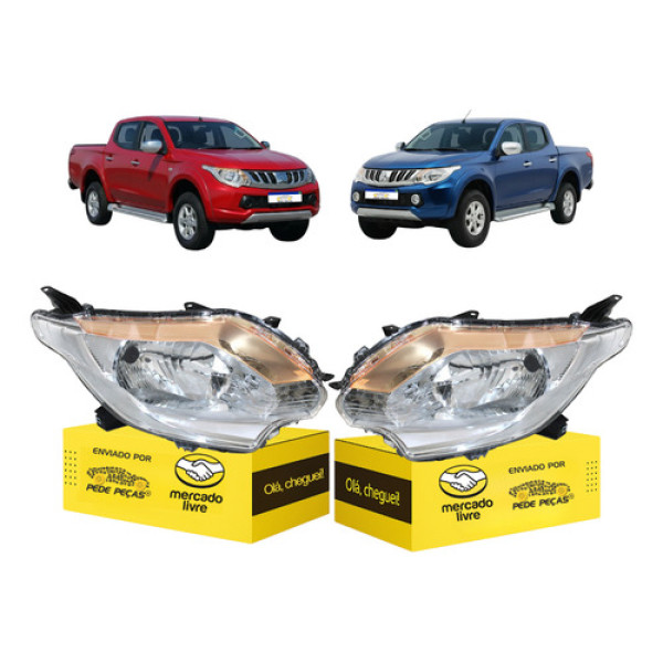 Par Farol L200 Triton 2017 2018 2019 Manual Cromado Ambos Lados
