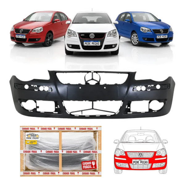 Parachoque Dianteiro Vw Polo Hatch Sedan 2007 A 2011 Novo Preto