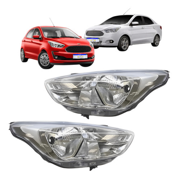 Farol Ford Ka 2019 2020 2021 Cromado Novo