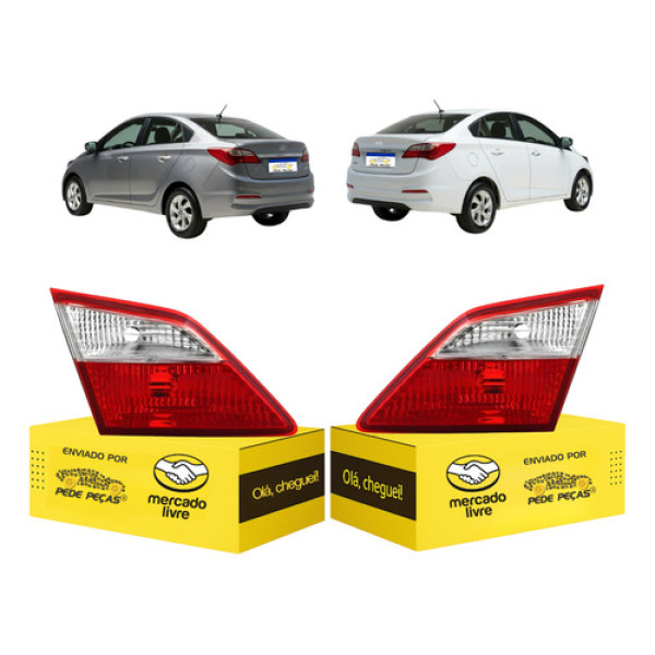 Par Lanterna Tampa Hb20 Sedan 2013 14 15 2016 2017 2018 2019 Vermelho/cristal