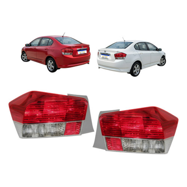 Par Lanterna Traseira City 2009 2010 2011 2012 Com Soquete Ambos Lados Vermelho