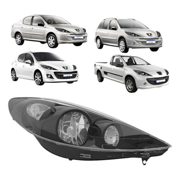 Farol Peugeot 207 2009 A 2015 Hoggar 2010 A 2015 Fume Novo