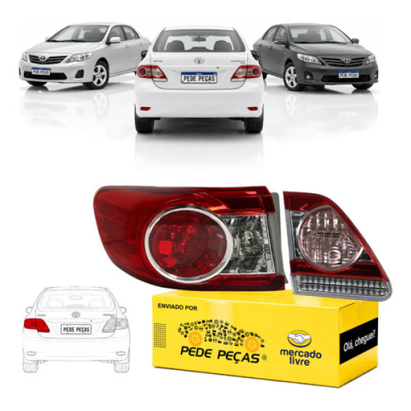 Par Lanterna Canto Tampa Toyota Corolla 2012 2013 2014 Le Esquerdo/motorista Vermelho/rosa