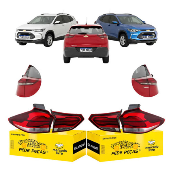 Jogo Completo Sinaleira Traseira Tracker 2020 A 2025 S/led Ambos Lados Vermelho Cristal