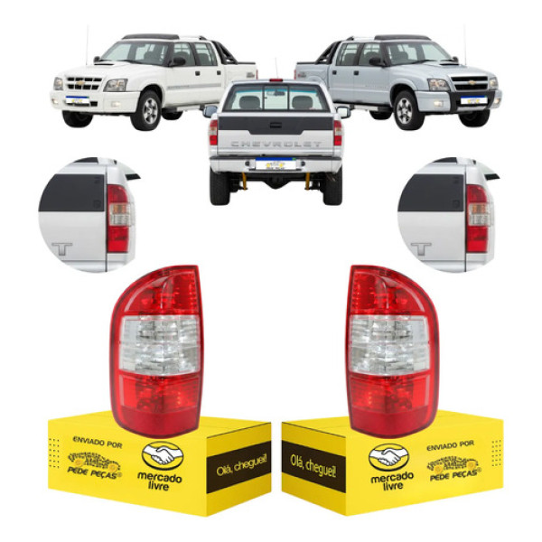 Par Sinaleira Traseira Chevrolet S10 2009 2010 2011 Cristal Ambos Lados Vermelho Cristal