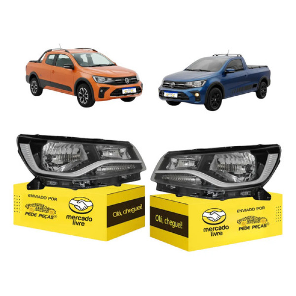 Par Farol Vw Saveiro G9 Trendline Extreme 2024 25 2026 Novo Ambos Lados
