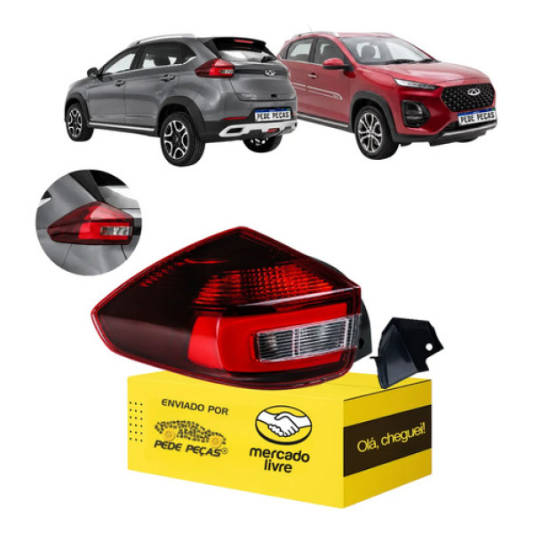 Lanterna Esquerda Traseira Caoa Chery Tiggo 3x 2021 22 2023 Direito/passageiro Vermelho/fumê